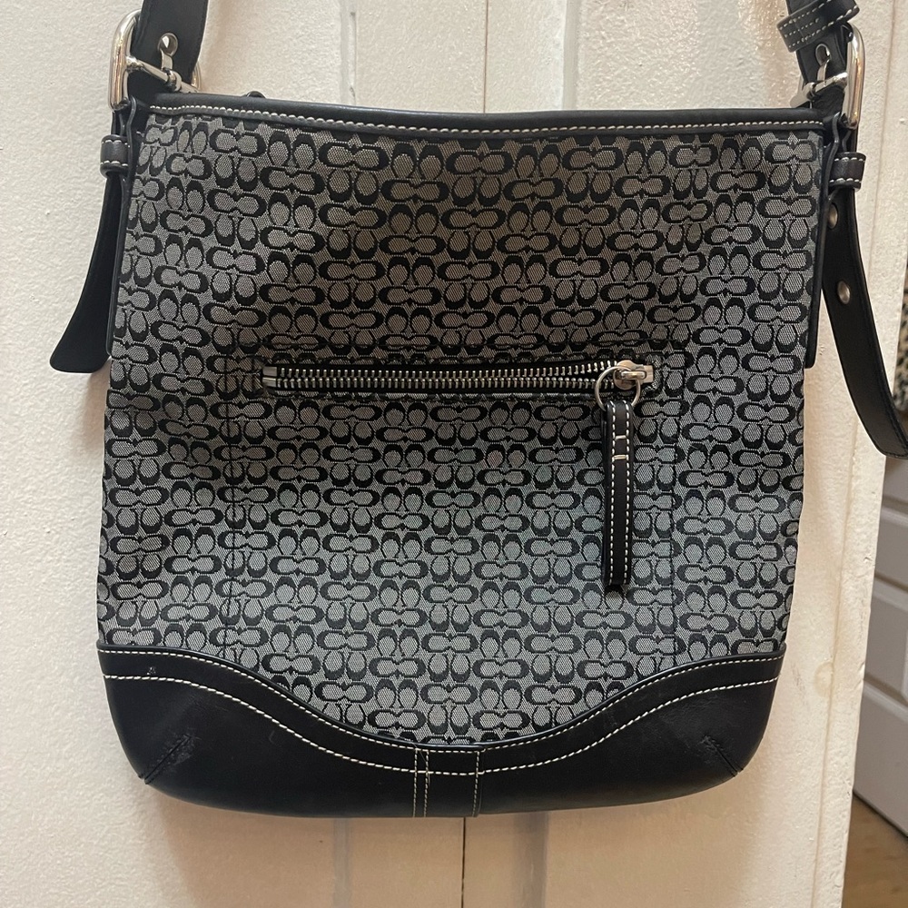Coach Black & Gray Jacquard Monogram Crossbody Bag